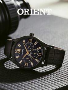 Orient Vintage Black & Gold Women's Quartz Watch With Roman Numeral Crystal Hour Markers, Multi-Function Day & Date, 24-Hour Display FSW03002W0 - Black - View 4