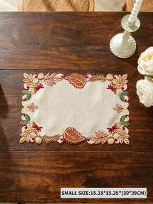 1PC 100% Polyester Fall Maple Leaf Acorn Embroidered Table Runner, Cutwork Applique Autumn Harvest Table Scarf For Thanksgiving Dining Table Home Festival Decor - Multicolor - View 17