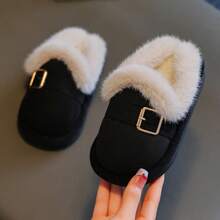 Autumn/Winter Students Home Slippers Simple Casual Unisex Kids Comfortable Indoor Slippers - Black - View 5
