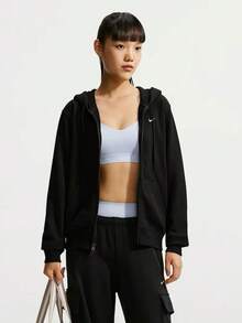 Sweatshirt Berkerudung Hitam Nike Soft Knit yang Bernapas untuk Wanita - Hitam - View 1