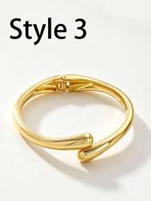 Xiacheng Bộ 1/2/3 vòng tay vàng cho nữ, vòng tay dày xếp chồng, phụ kiện vòng tay cuff tạo điểm nhấn, quà tặng trang sức cho mùa thu - Vàng - Xem 8