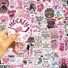 60pcs Pink Girly Hockey Stickers, Waterproof Vinyl Stickers, Suitable For Phone Case, Tablet, Laptops, Water Bottles, Journaling. - Pink - View 5