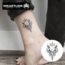 INKARTLINK 1PC Sacred Geometry Ram Skull & Constellation Temporary Tattoo Sticker, Waterproof Body Art Tattoo Sticker, Lasts 2-5 Days, Water Transfer Color Tattoo Sticker, Suitable For Men And Women, Essential For People, Party Decoration, Festival Celebration Body Decoration - Black - View 8
