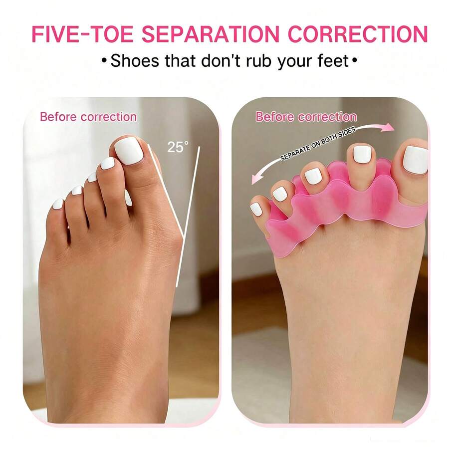 2pcs/Set Toe Separator | Bunion And Overlapping Toe Corrector, Foot Care Protector To Prevent Shoe Friction - A - View 1
