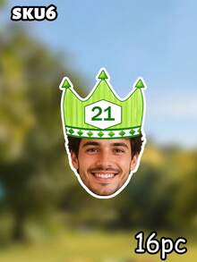 8/16/24pc Personalized Crown Party Hat Face Banner,Custom Photo Face Bunting Garland,Birthday Party Decorations, Custom Face Banner, Face Garlands,Milestone Birthday Party Decor,Home Decor - Multicolor - View 35