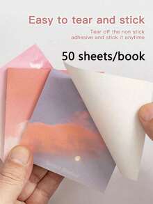 2/4/6/12pcs Gradient Color Sticky Notes, Children's Sticky Notes, Minimalist Cloud Design, Adhesive, Suitable For Messages, Memos, Notebooks, Cute And High-Quality Student Style, Perfect For Back To School Casual Style, Random Styles - Multicolor - View 2