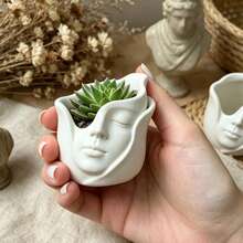1pc Human Face Planter Pot Silicone Mold, Aromatherapy Candle Cup Storage Decor Plaster Resin Mold, Home Decor Flower Pot Candle Cup Container Making Mold, Perfect For Handmade Crafts, Gift Making, Reusable - Face Planter Mold - View 3