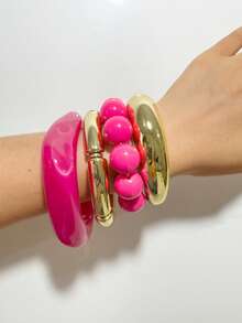 Fashion Old Money Style Exquisite Versatile Bracelet & Bangle Set, Designed For Vacation And Travel - 32975-bra-rose Pink - View 5