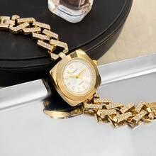 LIANDU 1pc Women's Gold Quartz Watch, Suitable For Daily Wear, Holiday Gift, Fashionable Rhinestone Strap, Luxurious And Compact, Elegant Vintage Style - Gold - View 5