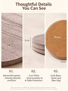 1pc Nordic Style Natural Marble Absorbent Coaster, Heat-Resistant, Anti-Slip, Original Stone Material With Unique One-Of-A-Kind Random Texture - Red Bean Purple Black Thick Ribbed - View 10