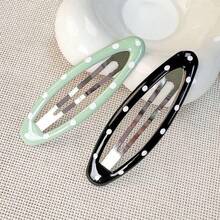 New Minimalist Oval Polka Dot Hair Clip Side Fringe Clip Basic Style Girl Snap Clip Hair Accessory Solid Color Casual - Multicolor - View 4