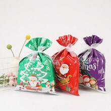 Set 10 Tas Hadiah Natal, Tas Permen Malam Natal dengan Tali Serut, Tas Dekorasi Natal, Tas Kado - Beraneka warna - View 1