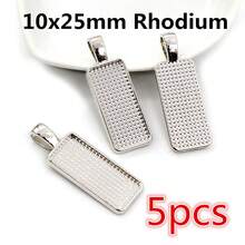 5pcs Rectangle Pendant Cabochon Blank Base Setting Bezel Tray 10x50mm/10X25mm/25x50mm Inner Size Alloy DIY Jewelry Making Accessories - Rectangular Base - View 10