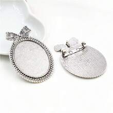 2 buah Cabochon Bros Gaya Busur 30x40mm dengan Alas Kosong, Bezel, Baki, Paduan Logam, Aksesoris Pembuatan Perhiasan DIY - Alas bros - View 4