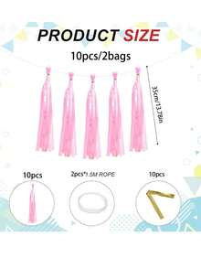 1/2/3bags Pink Iridescent Paper Tassel Garland, Shimmer Metallic Fringe Banner Birthday Bridal Shower, Wedding Backdrop Decorations (Gift Box Packaging) - Iridescent Paper Tassel Pink - View 12