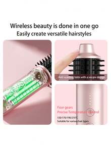 Cordless Hair Curler And Straightener Brush | Rechargeable 2-In-1 Styling Tool With, Temperature Settings, USB Charging, Portable Mini Heated Brush, Perfect For Travel And Home Use Battery Capacity 2600mAh - Multicolor - View 2