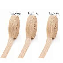 1 Roll/3 Rolls 1cm/2cm/4cm Rustic Style Natural Jute Fabric Ribbon Roll Coarse Linen Webbing Christmas Gift Packaging Bows DIY Handmade Wedding Home Farmhouse Decor - Multicolor - View 10