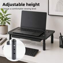 Adjustable Monitor Stand Riser With Storage Drawer Ventilated Desktop Laptop Printer Riser For Home Office Desk Organization - View 7