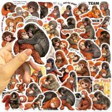 SCXXBSW 50pcs Cute Monkey Stickers, Aesthetic Cartoon Animal Vinyl Stickers With Funny Text, Waterproof, Suitable For Planner, Laptop, Water Bottle, Luggage, Scrapbook, Perfect For Animal Lovers - Multicolor - View 9