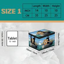 1pc Thick Non-Woven Fabric Art Famous Painting Cat Collection Printed Double Handle Zipper Storage Box Large Capacity Multifunctional Home Storage Basket Suitable For Bedroom Dorm Bathroom Can Be Used As Laundry Bask - Multi-color - View 16