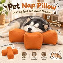1pc Soft Cross‑Shape Pet Nap Support Pillow, Comfortable Sleeping Lounging Cushion For Small Medium Dogs Cats Indoor Rest Use - Multicolor - View 12