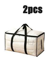 1pc Large Capacity Storage Bag, Transparent Zipper Storage Bag, Portable Waterproof & Moisture-Proof Fabric Storage Box, Bedding Storage Bag - Foldable Organic Storage Bag For Clothes, Bedding, Quilts, Toys, Pillows - Black - View 7
