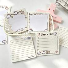 SANRIO 4pcs Cute Cartoon Hello Kitty Memo Pads, Multiple Inner Page Styles: Checklist / Lined / Grid, Thick Paper No Bleed-Through, Student Study Plan Tracking, Office Memo Notepad, High-Aesthetic Stationery - A - View 6