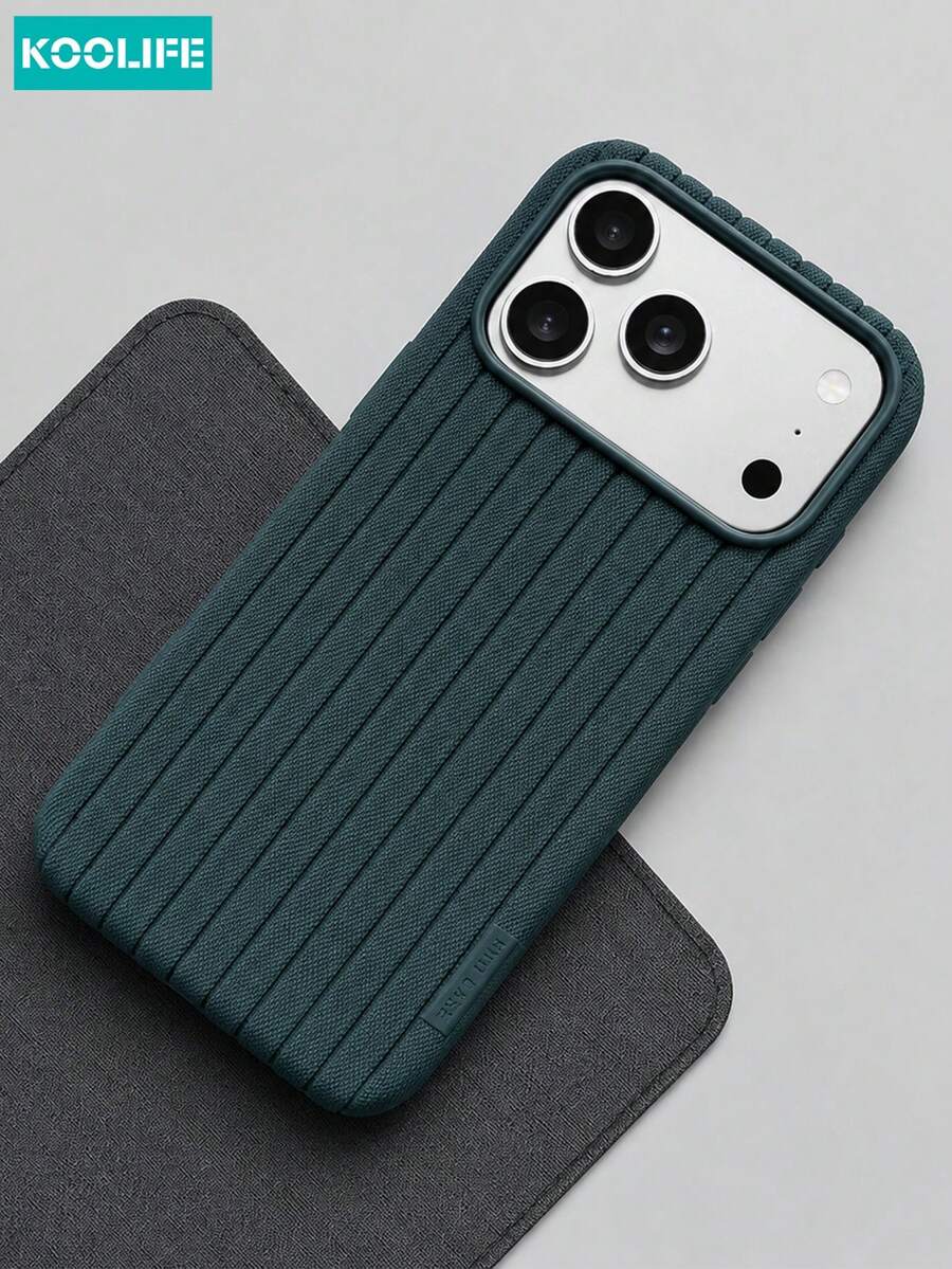 1pc Lake Green Ribbed Texture Phone Case, Fashion Minimalist Ins Style Aesthetic Niche Natural Design, Anti-Slip Grip Shockproof Soft TPU Protective Cover, Compatible With IPhone 18 Pro Max/18 Pro/17/17 Pro/17 Pro Max/16 Pro/16 Pro Max - Lake Green - View 1