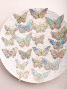 1 Pack 20pcs 3D Gold Foil Laser Butterfly DIY Decorative PET Stickers For Scrapbooking - Multicolor - View 5