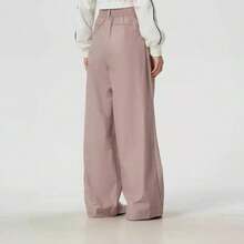 Puma New High-Waisted Pleated Wide-Leg Pants Women's Loose Drape Floor-Length Casual Trousers - Dusty Pink - View 3