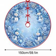 1pc Ice Blue Crystal Snowman Pattern Christmas Tree Skirt, Elegant Color Holiday Decoration, 5 Sizes, Unisex Holiday Gift, Suitable For Home And Party Christmas Decor - Ice Blue Crystal Snowman - View 14