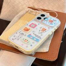 GUCADI Honey Yellow Milk Bear Cute Sticker Phone Case, Compatible With Apple 18 Pro, 17, 14/15, With Milk Yellow Border, Full Coverage Design, Cute, Girly, Creative, Geometric, Cartoon Style, Cute, Niche - Honey Yellow - View 9