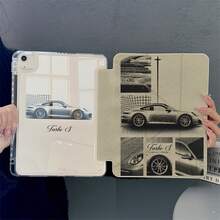 1PC Retro Racing Car Print Tablet Case 3+Y Fold Multi-Angle Magnetic Stand Tablet Case With Pen Slot & Auto Sleep/Wake Protective Cover, Compatible With IPad PRO/AIR, Compatible With SAMSUNG,Compatible With XIAOMI Pad 5/6/21,Compatible With Oppo Pad,Compatible With Huawei Matepad,Compatible With Honor Pad - Multicolor - View 2