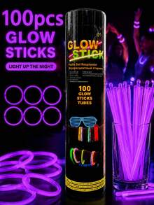 100/15pcs 8-Inch Glow Sticks, 10-12 Hours Glow Time, Suitable For Parties, Gatherings, Bars, Birthdays, Halloween Parties, Holiday Decorations And Disposable Items - Seven-color Glow Sticks - View 14