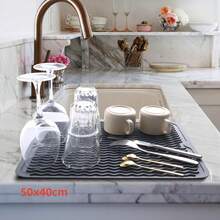 1pc/2pcs Non-Slip Silicone Dish Drying Mat, Kitchen Countertop Drainage Mat, Heat-Resistant Silicone Mat Suitable For Kitchen Countertop Or Sink, Refrigerator Or Drawer Liner, Dishwasher , Easy To Clean - Multicolor - View 16