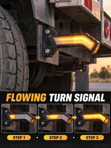 GLANBERT 2pcs Truck Waist Lights LED Flowing 3-Color Trailer Lights 12V/24V Flowing Light T-Shaped Water Ripple Waist Light LED Light Arm Guide Waist Light Engineering Vehicle Truck Double-Sided Side Lights - Truck Side Marker Lights - View 4