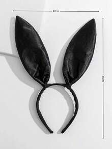 1pc Halloween Satin Personalized Holiday Party Rabbit Ear Headband, Suitable For Holiday Dress Up - Black - View 3