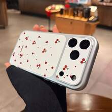 1pc Silver Full Screen Small Red Cherry Pattern Full Coverage Lens Protection Anti-Drop Anti-Collision Personalized Phone Case Compatible With Iphone 16 Pro Max/18/17/16/15/14 Plus/13/12/11/Air - Multicolor - View 4