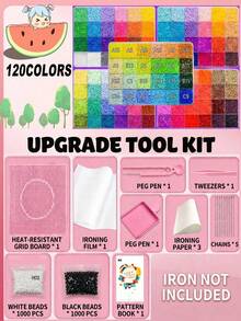 24/48/72/96 Colors Hot Melt Bead Handmade Set, Includes Square Board, Multi-Layer Storage Box, Ironing Paper, Keychain, Decorative Accessories And Hanging Rope, DIY Bead Art Handmade Set, Suitable For Holidays, Celebrations, Birthdays And Valentine's Day Gifts - Polymer Clay Set - View 16