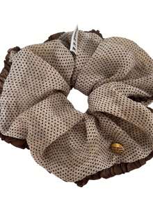 1pc Korean Style Elegant Coffee Color Polka Dot Scrunchie Hair Tie For Women High-End Autumn Winter Bun Ponytail Unique Beautiful Hair Rope - Multicolor - View 5
