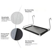 Cat Window Perch, Hanging Cat Hammock For Sunbathing, Metal Frame Cat Sun Bed For Window Balcony Railing, No‑Drill Pet Resting Platform For Indoor Cats - one-size - View 6