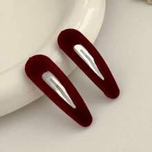 Minimalist Fluffy Multi-Color BB Clip Hairpin 2/1pc - Burgundy - View 1