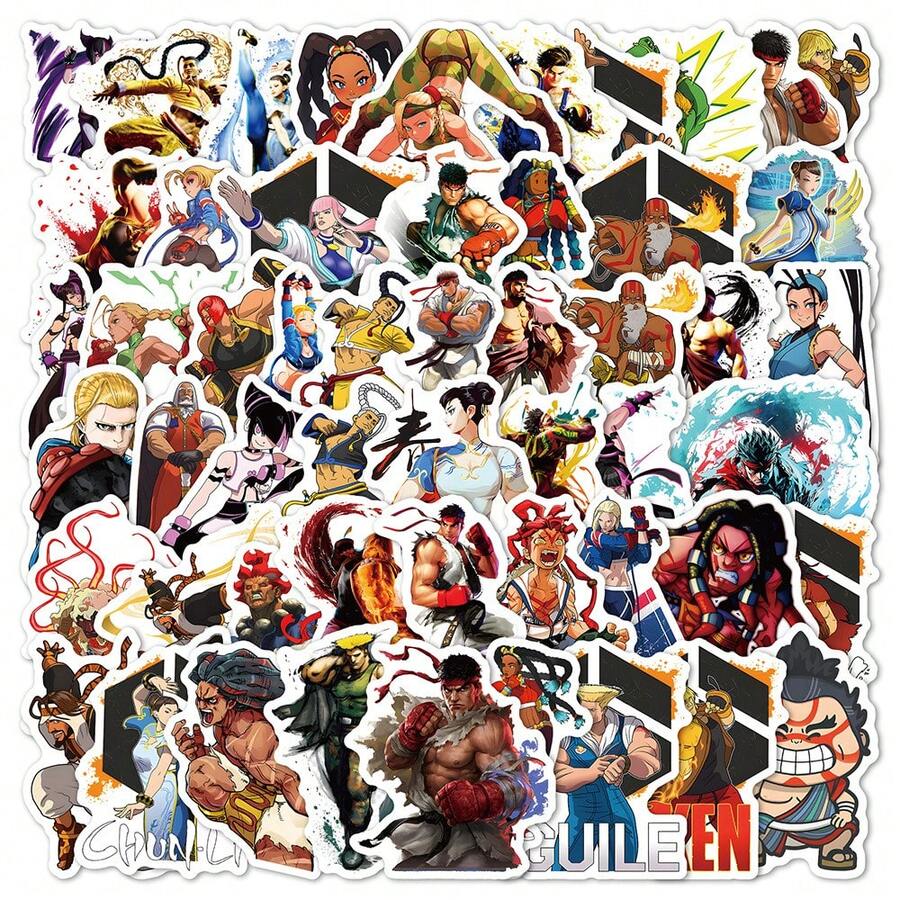 Hasbro 50pcs Stiker Grafiti Kartun Street Fighter, Stiker Dekoratif Lintas Batas untuk Mobil, Gitar, Koper, Laptop, Grosir - MultiWarna - View 1