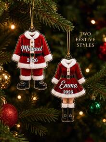 1pc Personalized Santa Outfit Christmas Ornament 2026, Custom Name Acrylic Ornament, Mr & Mrs Santa Suit Keepsake, Holiday Xmas Tree Decor,Christmas Gift - Multicolor - View 4