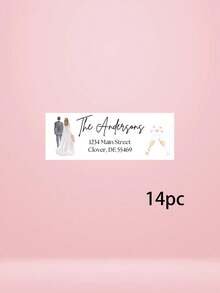 14/30/56pcs Custom Wedding Couple Envelope Sealing Stickers, Romantic Wedding Invitation Envelope Decor, Bridal Shower Favor Gift Bag Sticker - Multicolor - View 36