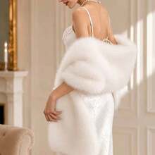 1pc Faux Cashmere Bridal Shawl Cape, Winter Warm Shawl, Suitable For Winter Wedding, Evening Party, Ball, Post-Ceremony Photo Shoot And Banquet Dress Accessory - Multicolor - View 2