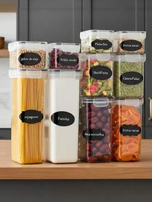 Juego de 30/42 piezas de recipientes herméticos para almacenar alimentos con tapas y etiquetas, botes transparentes para organizar la despensa, frascos de cocina apilables para pasta, cereales, harina, café y aperitivos - Ver 8