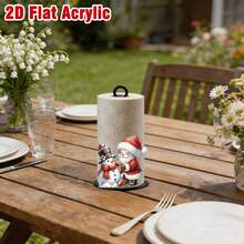 1pc Kitchen Paper Towel Holder Santa Claus & Snowman Pattern Home Desktop Restaurant Creative Decorative Storage Rack Multi-Function Fits Standard Paper Towel Rolls Plastic Paper Towel Holder Without Paper Towels - Multicolor - View 5