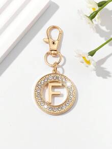 1pc Fashionable European & American Hollow Letter Shape Keychain Pendant, Exquisite Luxurious Women's Car Key Bag Charm Accessory, Suitable For Daily Wear And Holiday Gifts - Gold - View 15