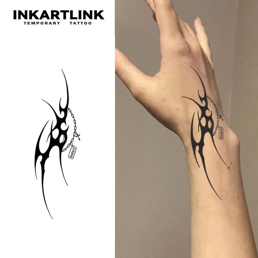 INKARTLINK 1pc Dark Thorn Chain Tattoo Sticker, Temporary Waterproof Body Art Tattoo Sticker, Lasts 2-5 Days, Water Transfer Color Tattoo Sticker, Suitable For Men And Women, Essential For People, Party Must-Have Decoration, Festival Celebration Body Decor